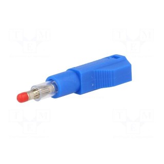 Plug | 4mm banana | 32A | blue | insulated,with 4mm axial socket