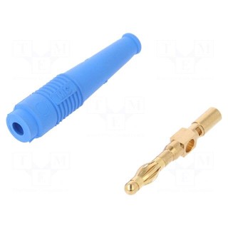 Plug | 4mm banana | 32A | blue | non-insulated | 2.5mm2 | gold-plated