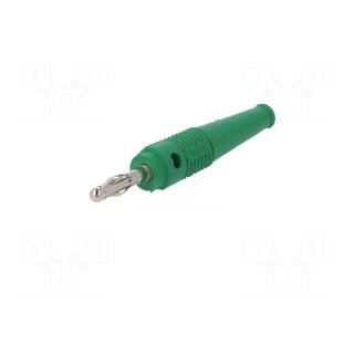 Plug | 4mm banana | 32A | green | 2.5mm2 | nickel plated | soldered | 69mm