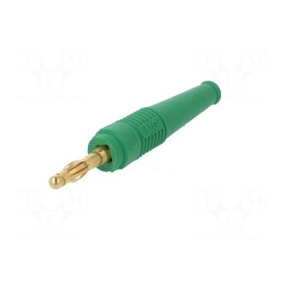 Plug | 4mm banana | 32A | green | non-insulated | 2.5mm2 | gold-plated