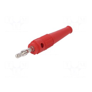 Plug | 4mm banana | 32A | red | 2.5mm2 | nickel plated | soldered | 69mm