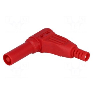 Plug | 4mm banana | 32A | red | insulated | 40mm | for cable