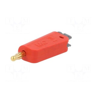Plug | 4mm banana | 32A | red | non-insulated,with 4mm axial socket