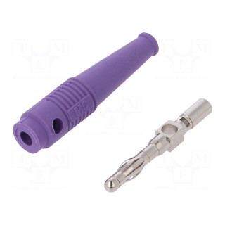 Plug | 4mm banana | 32A | violet | 2.5mm2 | nickel plated | soldered