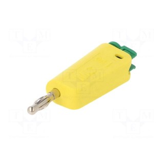 Plug | 4mm banana | 32A | yellow-green | nickel plated | on cable