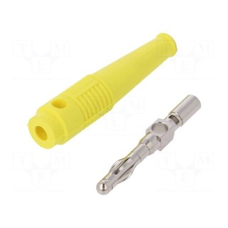 Plug | 4mm banana | 32A | yellow | 2.5mm2 | nickel plated | soldered