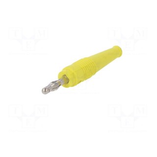 Plug | 4mm banana | 32A | yellow | 2.5mm2 | nickel plated | soldered