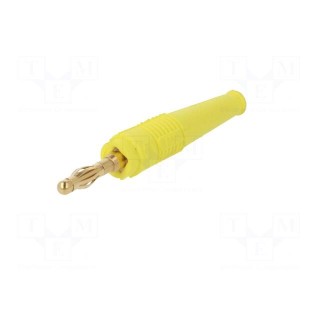 Plug | 4mm banana | 32A | yellow | non-insulated | 2.5mm2 | gold-plated