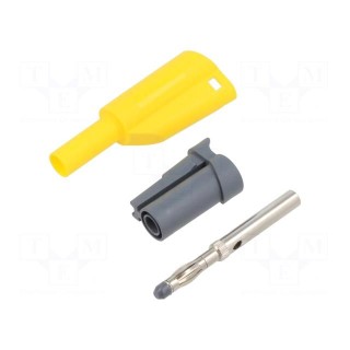 Plug | 4mm banana | 36A | 1kVAC | yellow | insulated | 58.9mm | 2.5mm2