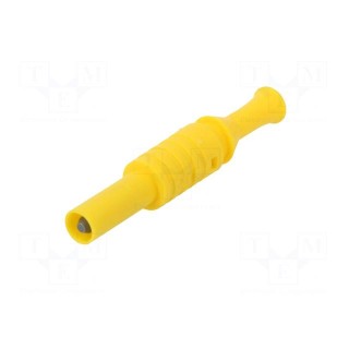 Plug | 4mm banana | 36A | 1kVAC | yellow | insulated | 63mm | 8mΩ | on cable