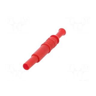 Plug | 4mm banana | 36A | 600VAC | red | insulated | 80.5mm | on cable