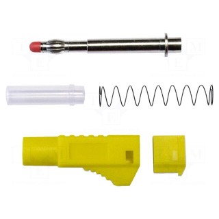 Plug | 4mm banana | 45A | 1kVAC | yellow | soldered | brass