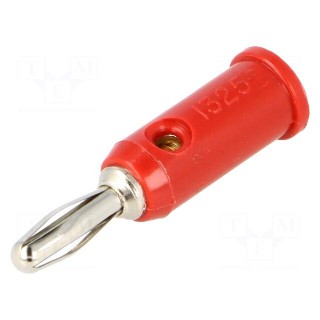 Plug | 4mm banana | 5A | 5kV | red | Max.wire diam: 3mm | 1pcs.