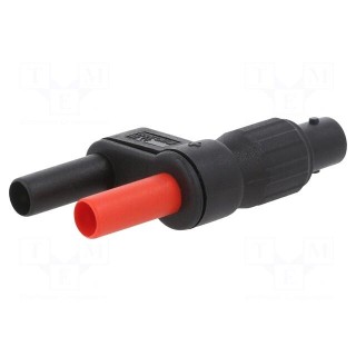 Plug | adapter | banana 4mm plug x2,BNC female | black | insulated