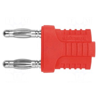 Stackable safety shunt | 4mm banana | 12A | 33VAC | 70VDC | red
