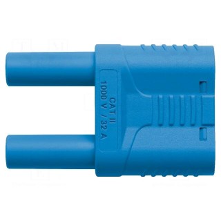 Stackable safety shunt | 4mm banana | 32A | 1kVAC | blue | insulated