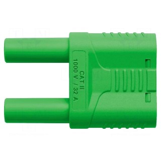 Stackable safety shunt | 4mm banana | 32A | 1kVAC | green | insulated