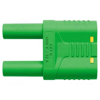 Stackable safety shunt | 4mm banana | 32A | 1kVAC | yellow-green