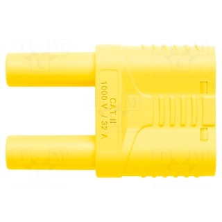 Stackable safety shunt | 4mm banana | 32A | 1kVAC | yellow | insulated