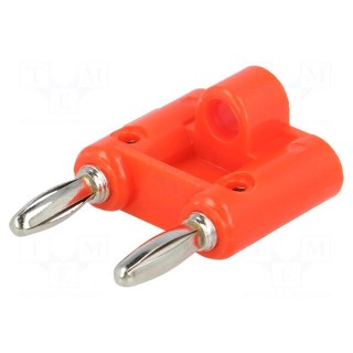 Stackable safety shunt | banana 4mm plug x2 | 15A | red | 41mm