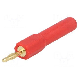 2mm banana | 10A | 30VAC | red | Plating: gold-plated | 45mm | Mat: brass