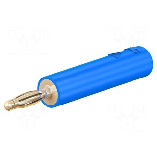 Adapter | 2mm banana | 10A | 30VAC | 60VDC | blue | gold-plated | 36mm