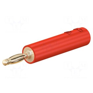 Adapter | 2mm banana | 10A | 30VAC | 60VDC | red | gold-plated | 36mm