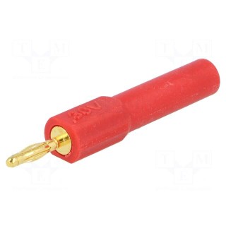 Adapter | 2mm banana | 36A | 60VDC | red | Plating: gold-plated | 44.5mm