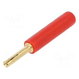 Adapter | 2mm banana | red | gold-plated | 28.5mm | Type: non-insulated