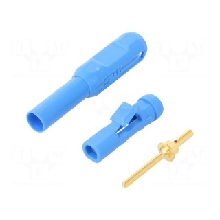 Connector: 1,5mm banana | plug | blue | Connection: soldered | Ø: 2.1mm