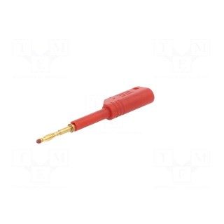 Plug | 2mm banana | 10A | 1kV | red | gold-plated | Overall len: 41.5mm
