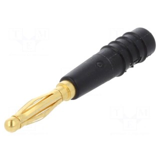 Plug | 2mm banana | 10A | 30VAC | 60VDC | black | gold-plated | 0.5mm2