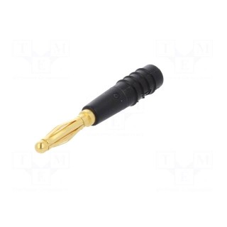 Plug | 2mm banana | 10A | 60V | black | Plating: gold-plated | 0.5mm2