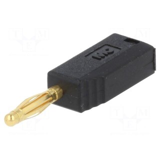Plug | 2mm banana | 10A | 60V | black | Plating: gold-plated | 0.5mm2