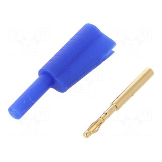 Plug | 2mm banana | 10A | 30VAC | 60VDC | blue | Connection: soldering