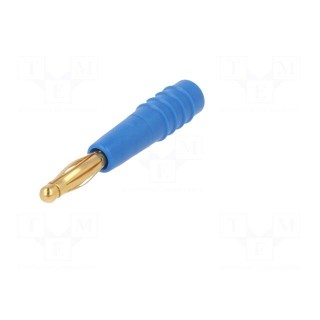 Plug | 2mm banana | 10A | 60V | blue | Plating: gold-plated | 0.5mm2