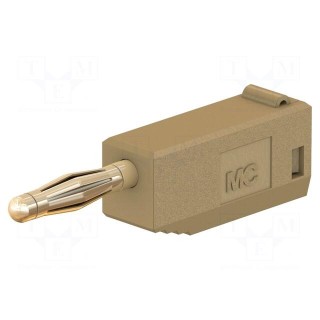 Plug | 2mm banana | 10A | 30VAC | 60VDC | brown | gold-plated | 0.5mm2