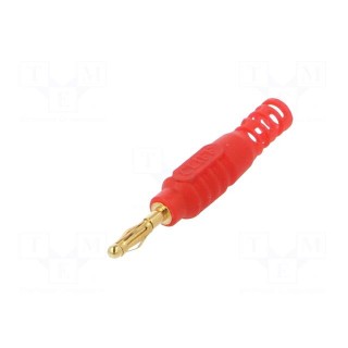 Plug | 2mm banana | 10A | 30VAC | 60VDC | red | Connection: soldering