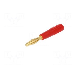 Plug | 2mm banana | 10A | 60V | red | Plating: gold-plated | 0.5mm2