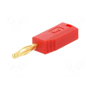Plug | 2mm banana | 10A | 30VAC | 60VDC | red | gold-plated | 0.5mm2