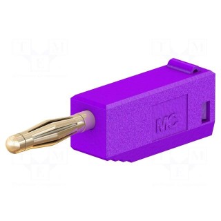 Plug | 2mm banana | 10A | 30VAC | 60VDC | violet | gold-plated | 0.5mm2