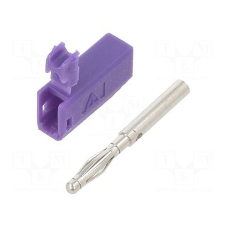 Plug | 2mm banana | 10A | 30VAC | 60VDC | violet | nickel plated | 0.5mm2