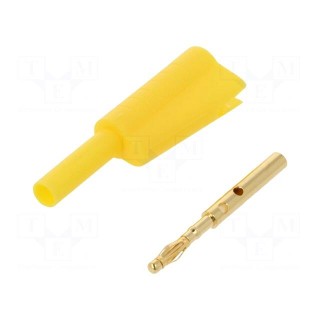 Plug | 2mm banana | 10A | 30VAC | 60VDC | yellow | Connection: soldering