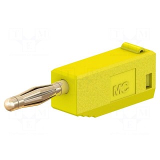 Plug | 2mm banana | 10A | 30VAC | 60VDC | yellow | gold-plated | 0.5mm2