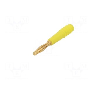 Plug | 2mm banana | 10A | 60V | yellow | Plating: gold-plated | 0.5mm2