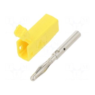 Plug | 2mm banana | 10A | 30VAC | 60VDC | yellow | nickel plated | 0.5mm2
