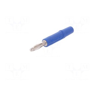 Plug | 2mm banana | 10A | 33VAC | 70VDC | blue | nickel plated | -25÷90°C