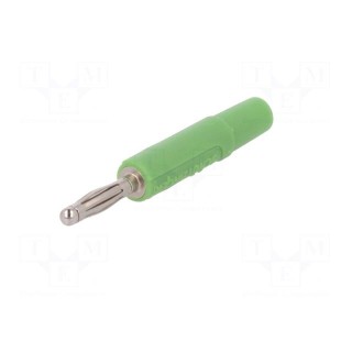 Plug | 2mm banana | 10A | 33VAC | 70VDC | green | nickel plated | -25÷90°C