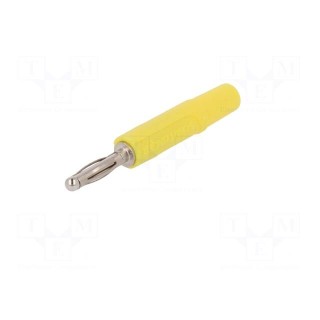 Plug | 2mm banana | 10A | 70VDC | yellow | Plating: nickel plated | Ø: 2mm