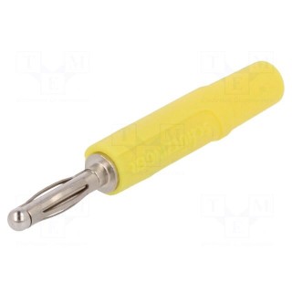Plug | 2mm banana | 10A | 33VAC | 70VDC | yellow | nickel plated | Ø: 2mm